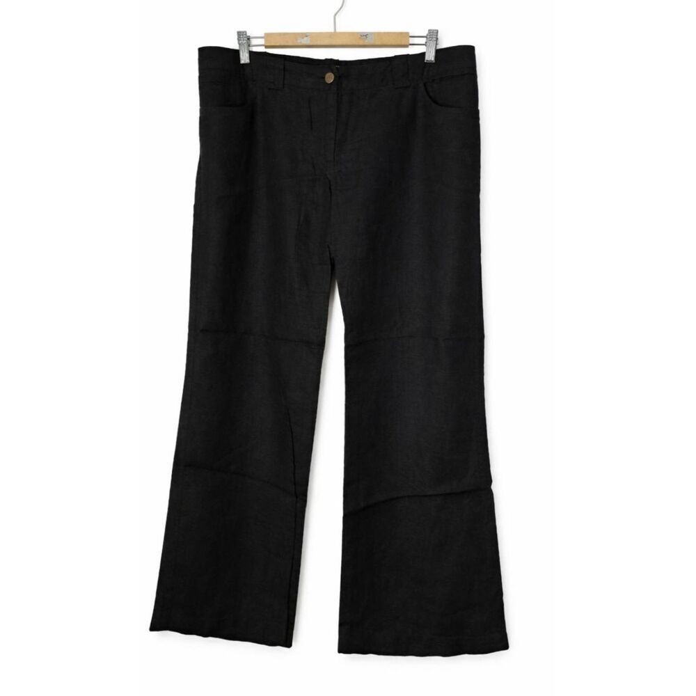Jig saw womens size 12 black 100% linen pants wide leg palazzo pants